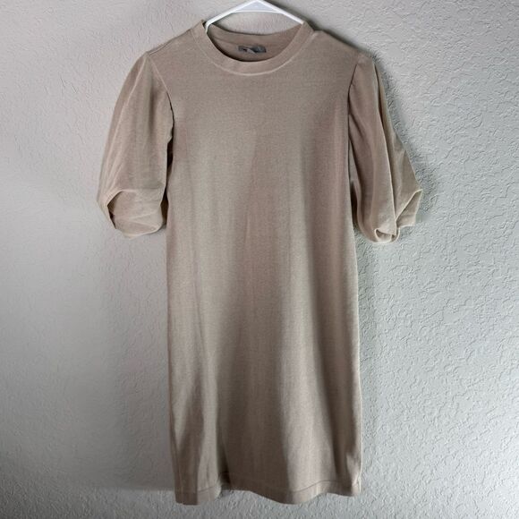 COS Cream Knitted Sheer Dress Puff Sleeves Size EUR XS - Picture 3 of 10
